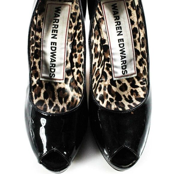 Warren Edwards Designer Peep Toe Black Pumps 8.5 - Picture 2 of 5